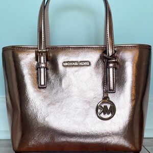 Michael Kors Rose Gold Metallic Tote Bag